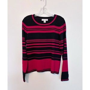 Vintage Casual Corner Red and Black Striped Top Size Large -PLEASE READ